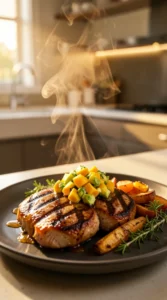 Honey Garlic Glazed Pork Chops with Mango Salsa