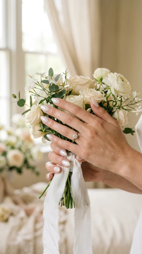 Classic Milky White Wedding Nail Ideas