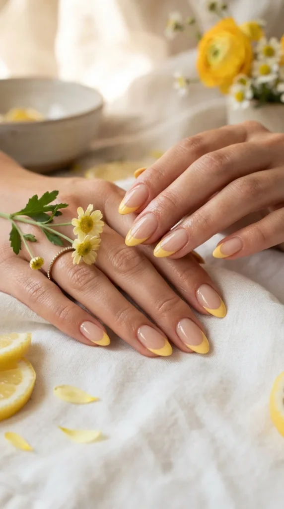 1. Sunny Yellow French Tips
