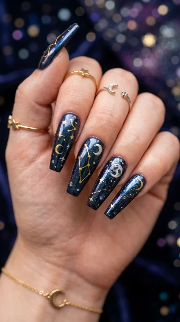Magical Cosmic Witch Spooky Nails