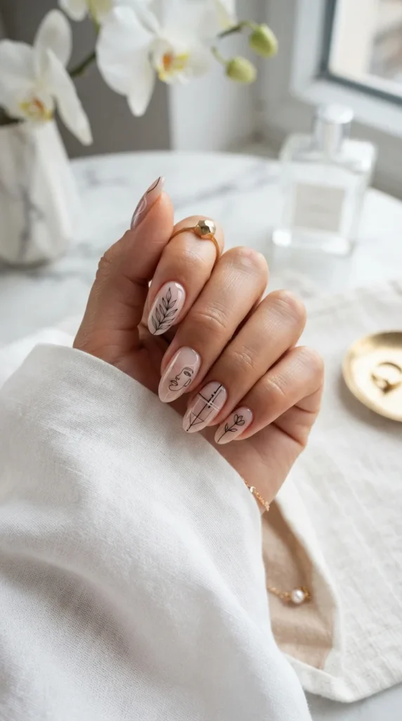 Simple Line Art Nails
