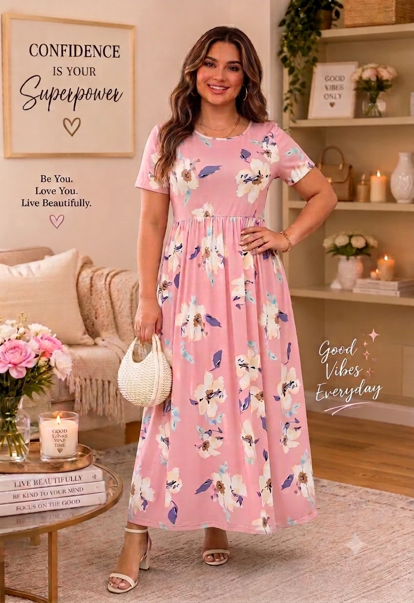 Nemidor Women Plus Size Casual Maxi Dress