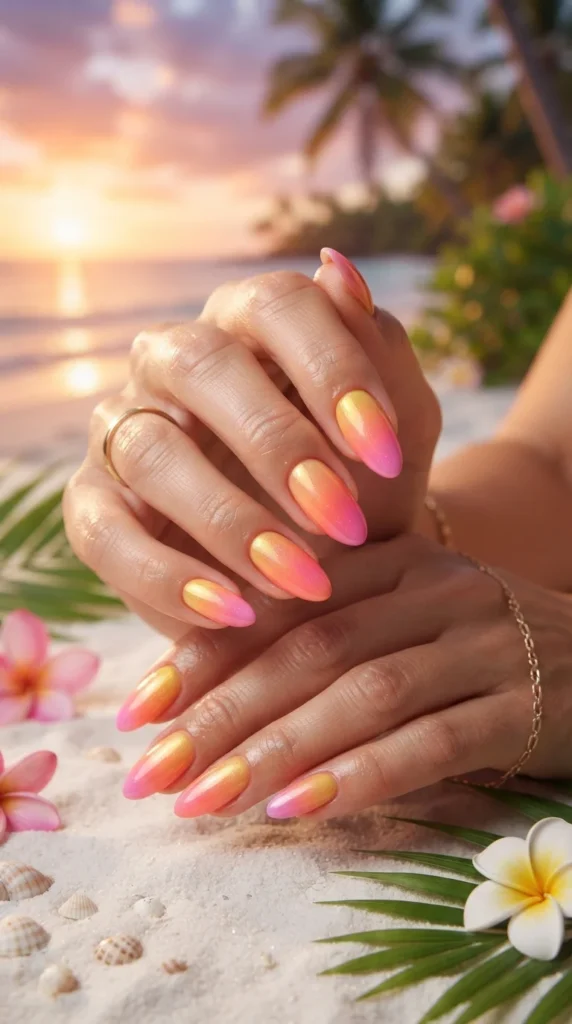 11. Sunset Gradient Nails