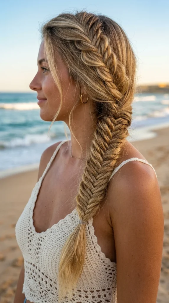 12. Fishtail Braid for Beach Hair Looks