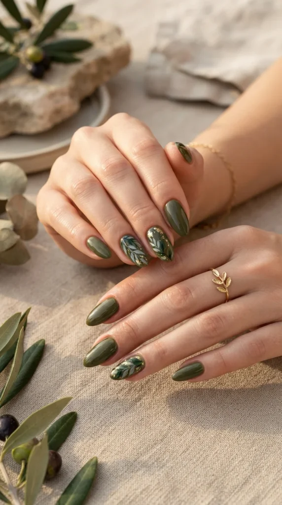 Olive Green Nails