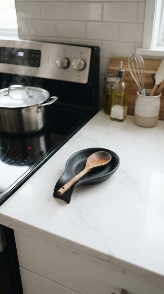 Sleek Stainless Steel or Ceramic Spoon Rest