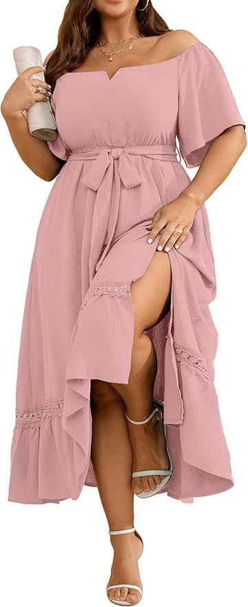 Plus Size Off-Shoulder Maxi Dress