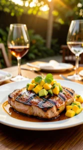 Honey Garlic Pork Chops with Mango Salsa