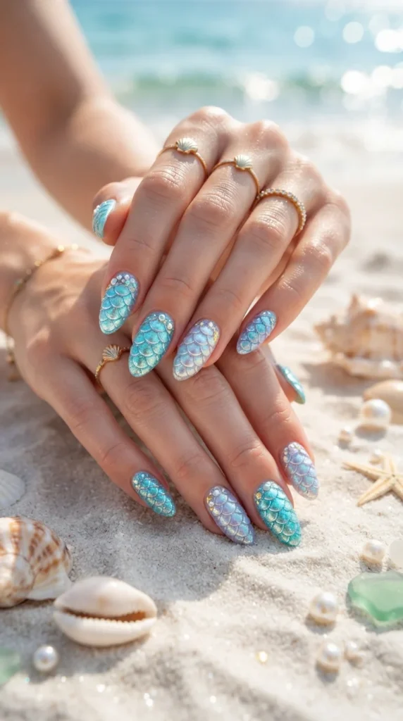 14. Mermaid Scale Nails
