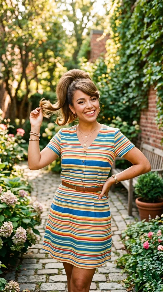 14. Retro High Flip Ponytail for Vacation Hair