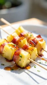 Sweet & Spicy Pineapple Bacon Skewers