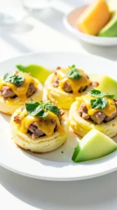 Turkey Sausage and Spinach Egg Bites with Fruit
