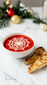 Spiderweb Tomato Soup with Grilled Cheese