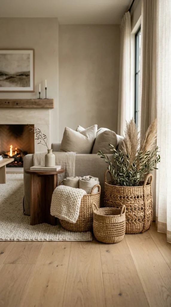 Organize with Textured Storage Baskets
