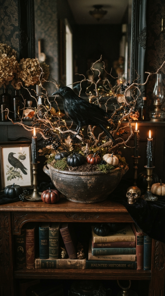 Faux Crow and Branch Centerpiece