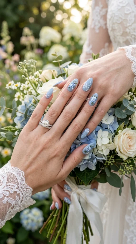 Dusty Blue Elegant Nails