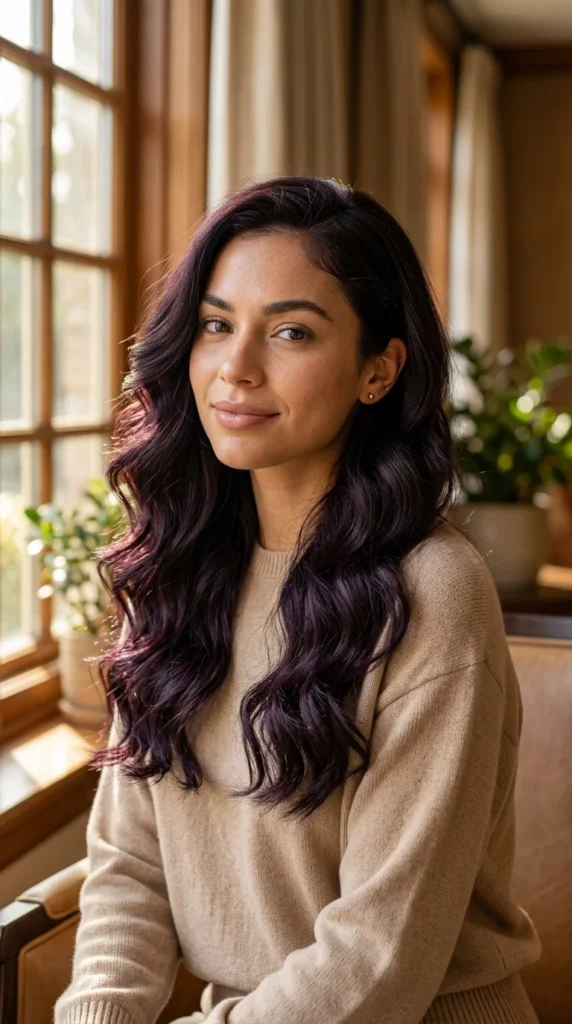 17. Midnight Plum Waves: Dark Moody Style & Color