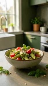 Creamy Pesto Penne with Cherry Tomatoes