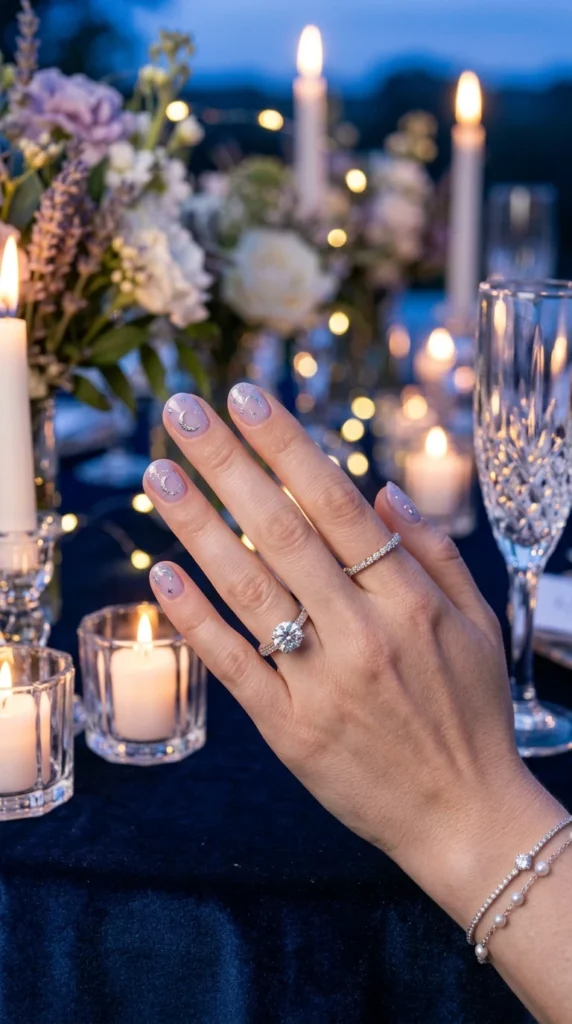 Celestial Moon Wedding Nails