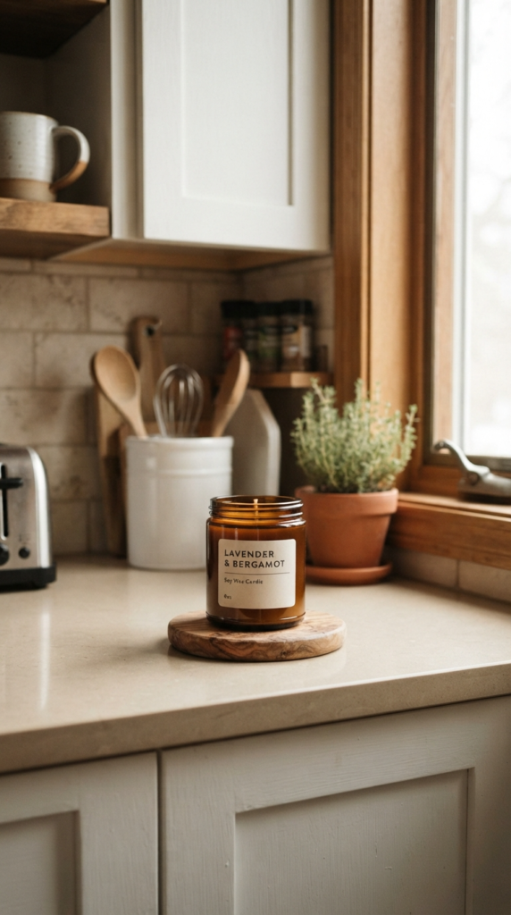 A Moody Amber Glass Candle Jar