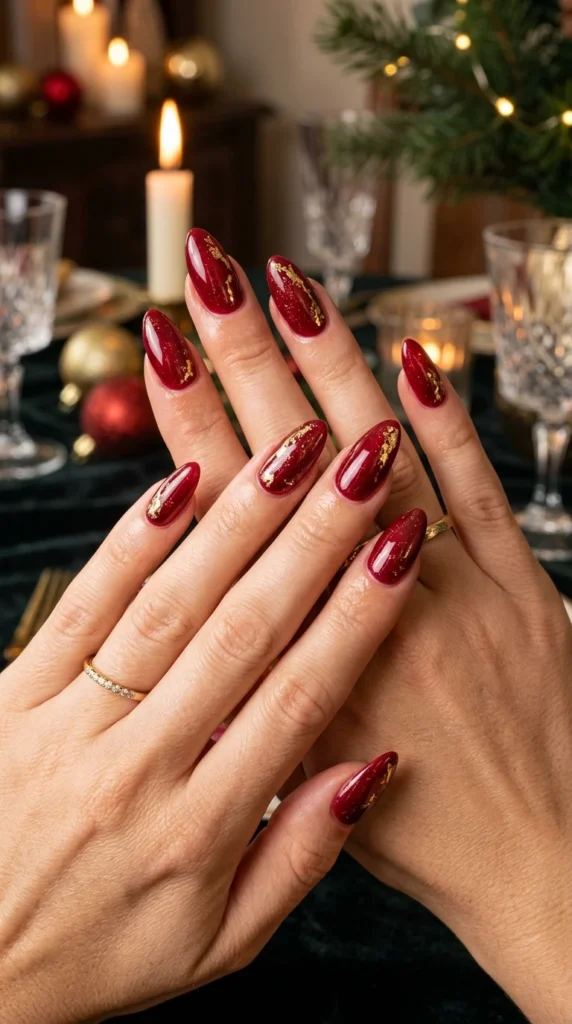 Cranberry Red Holiday Nails