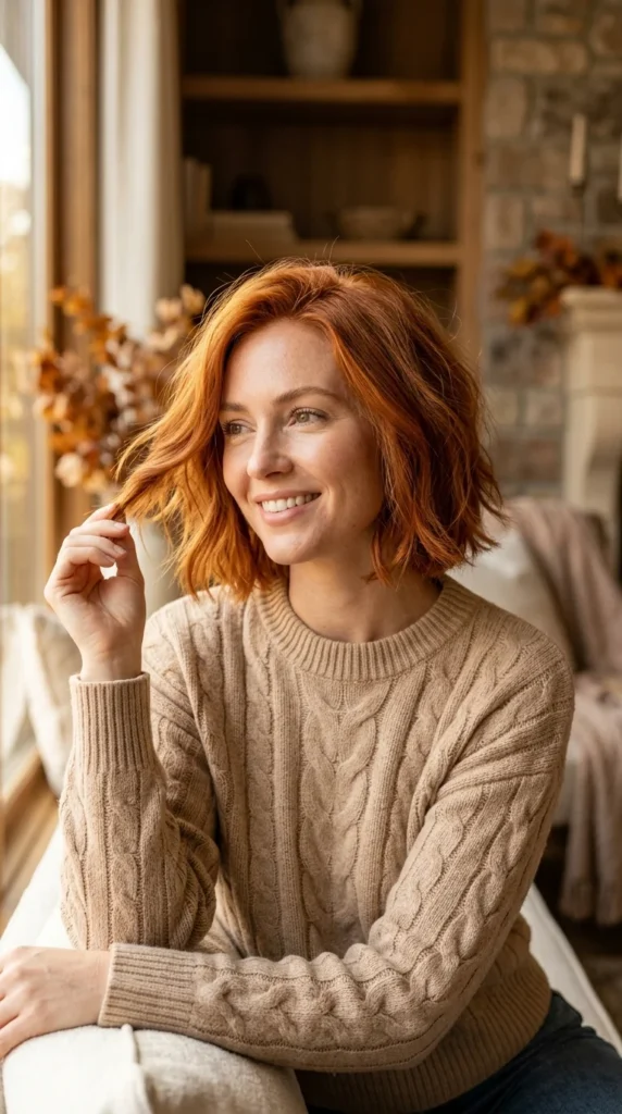 19. Ginger Red Bob: Bright Playful Style & Color