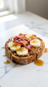 Peanut Butter, Slice Banana & Bacon Breakfast Toast
