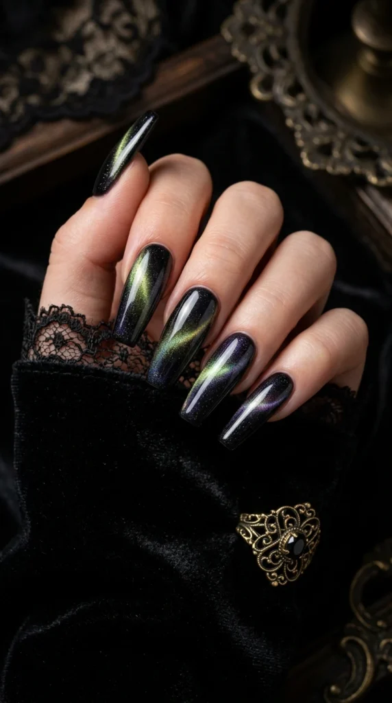 Gothic Velvet Texture Spooky Nails