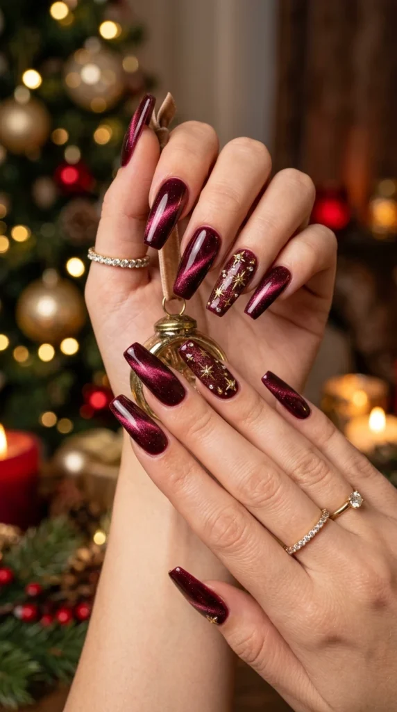 Velvet Burgundy Holiday Nails