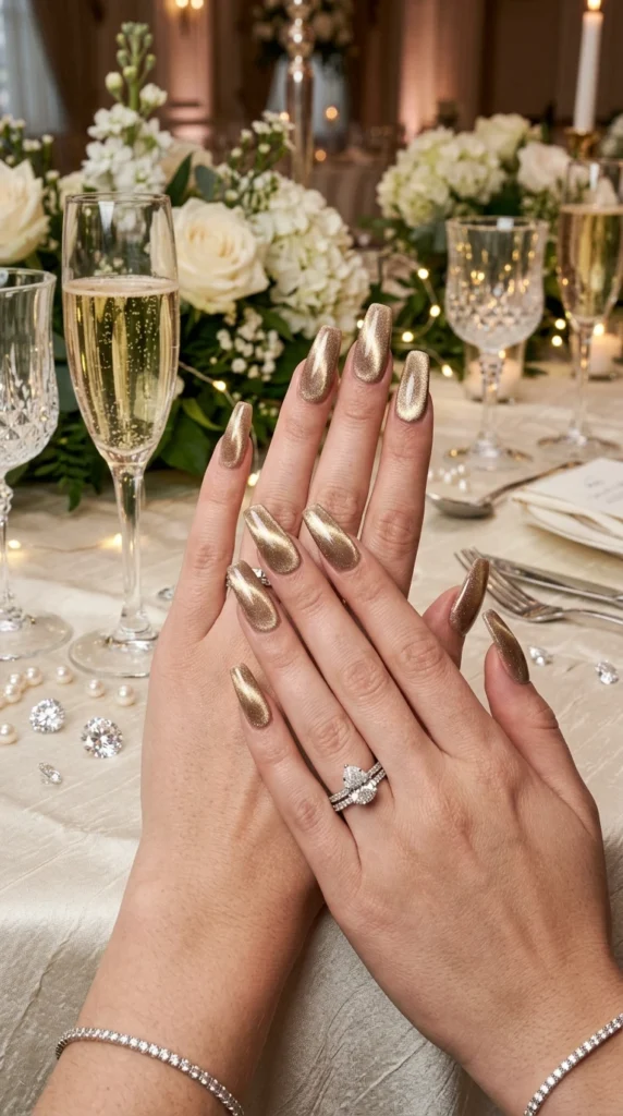 Velvet Champagne Bridal Nails