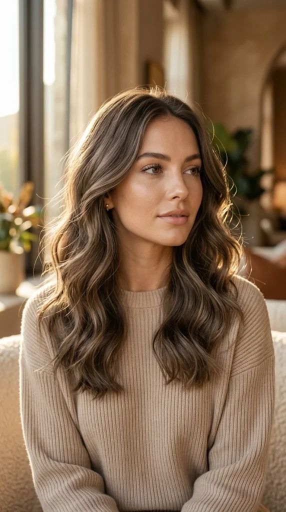 21. Mushroom Brown Waves: Trendy Ash Style & Color