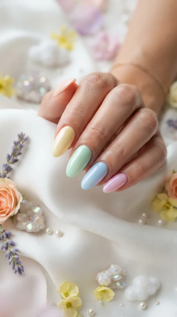 21. Pastel Rainbow Nails
