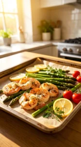 Sheet Pan Lemon Garlic Butter Shrimp and Asparagus