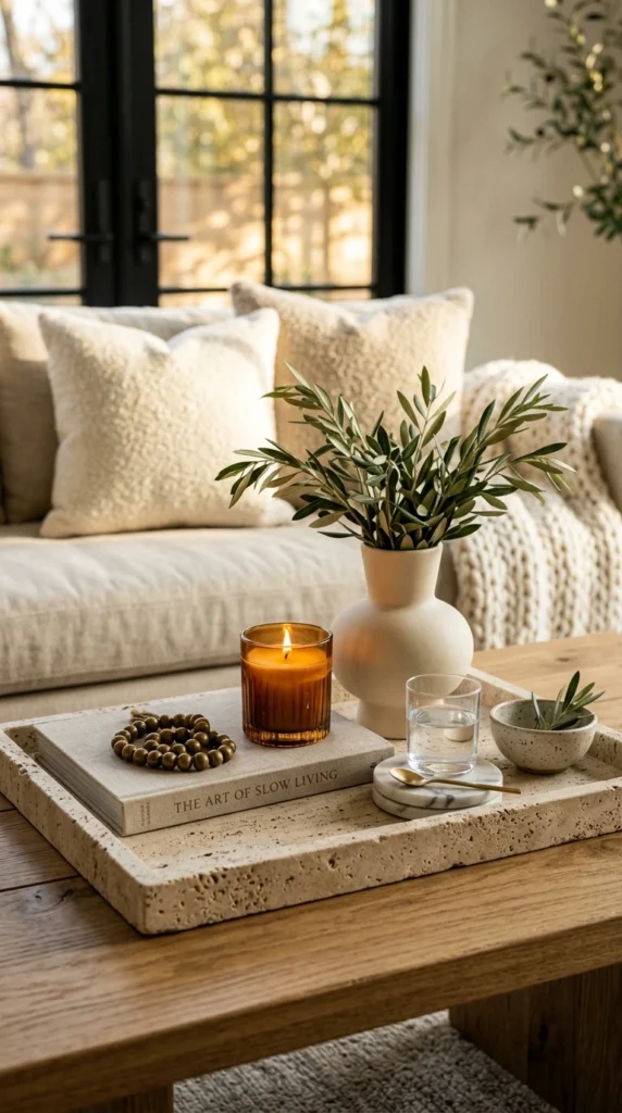 Group Decor on a Wooden Decorative Tray