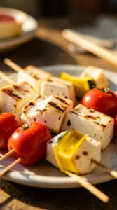 Smoky Charred Veggie & Halloumi Skewers