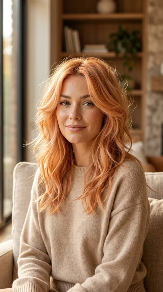 23. Golden Apricot Shag: Warm Pastel Style & Color