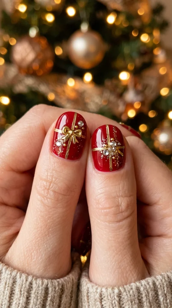 Wrapped Present Holiday Nails