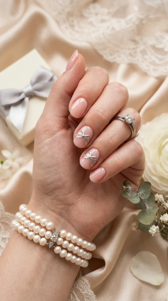 Wrapped Satin Ribbon Bridal Nails