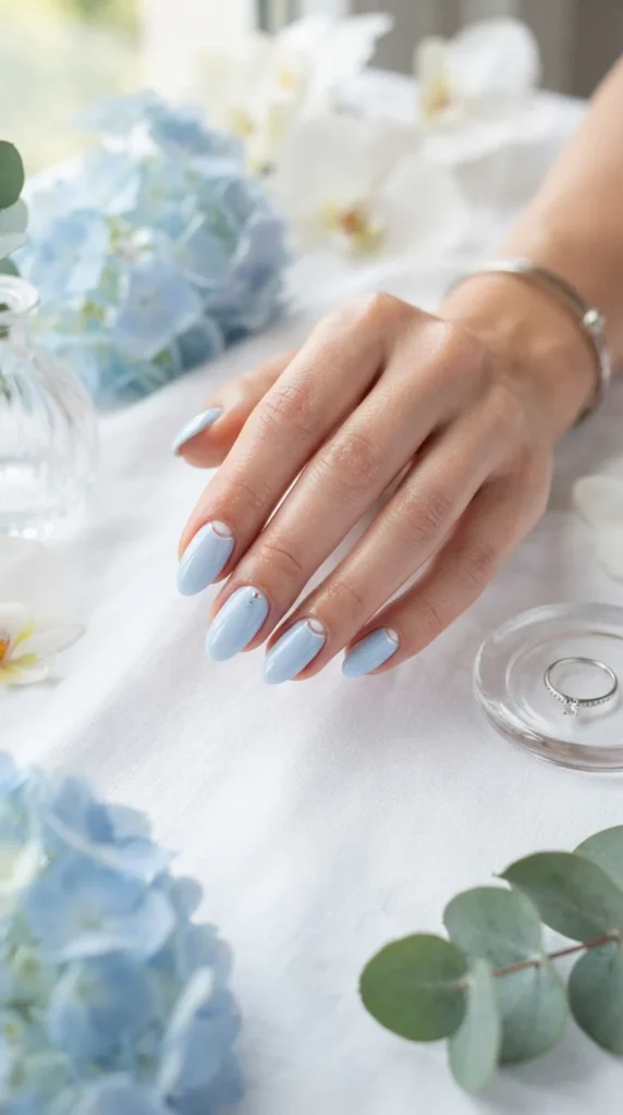 24. Sky Blue Minimalist Nails