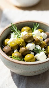 Cold Lemon Herb Marinated Olives & Feta