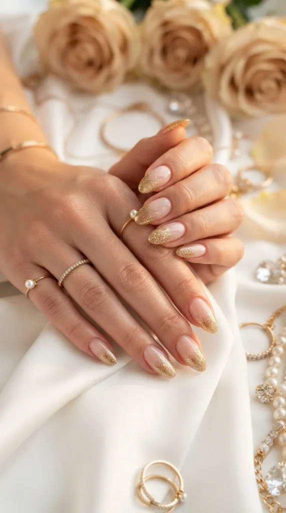 25. Golden Glitter Tips