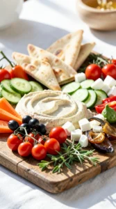 No-Bake Mediterranean Hummus and Pita Veggie Board