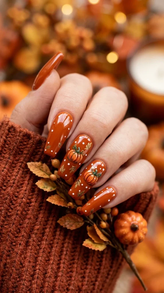 Pumpkin Patch Orange Cute Nails