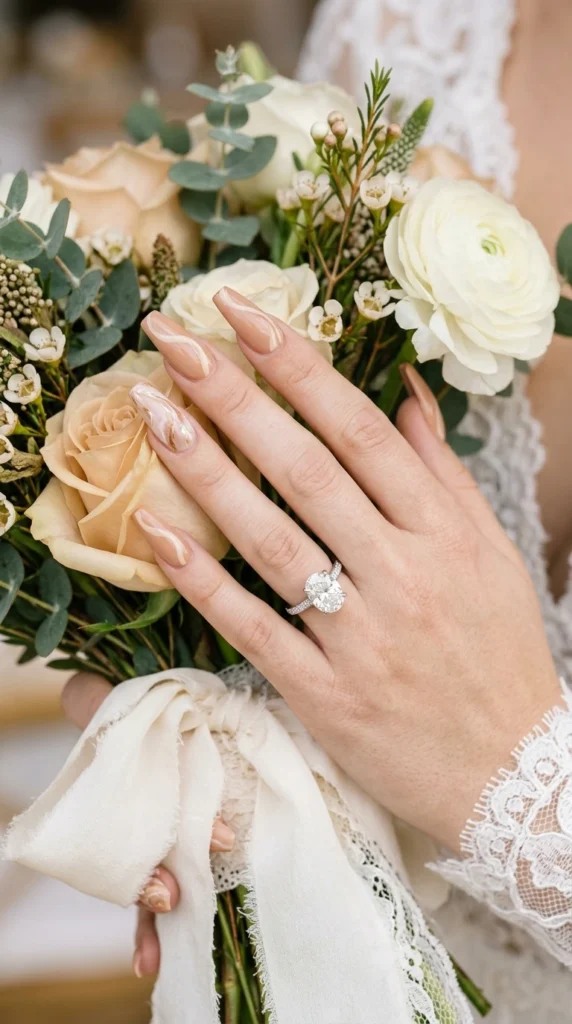 Toasted Almond Bridal Nails