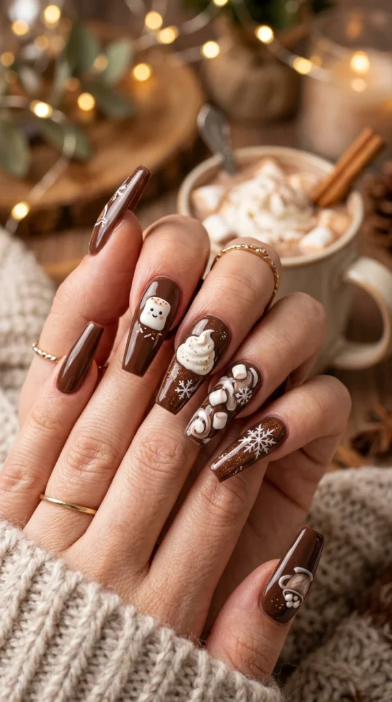 Hot Cocoa Winter Nails