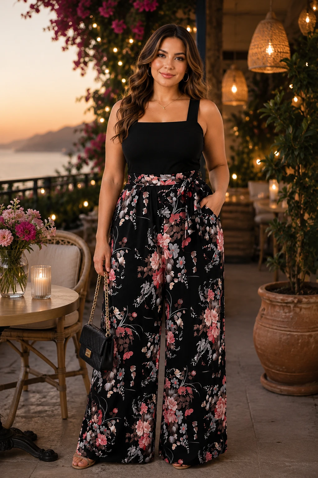 Floral Wide Leg Jumpsuit with Pockets