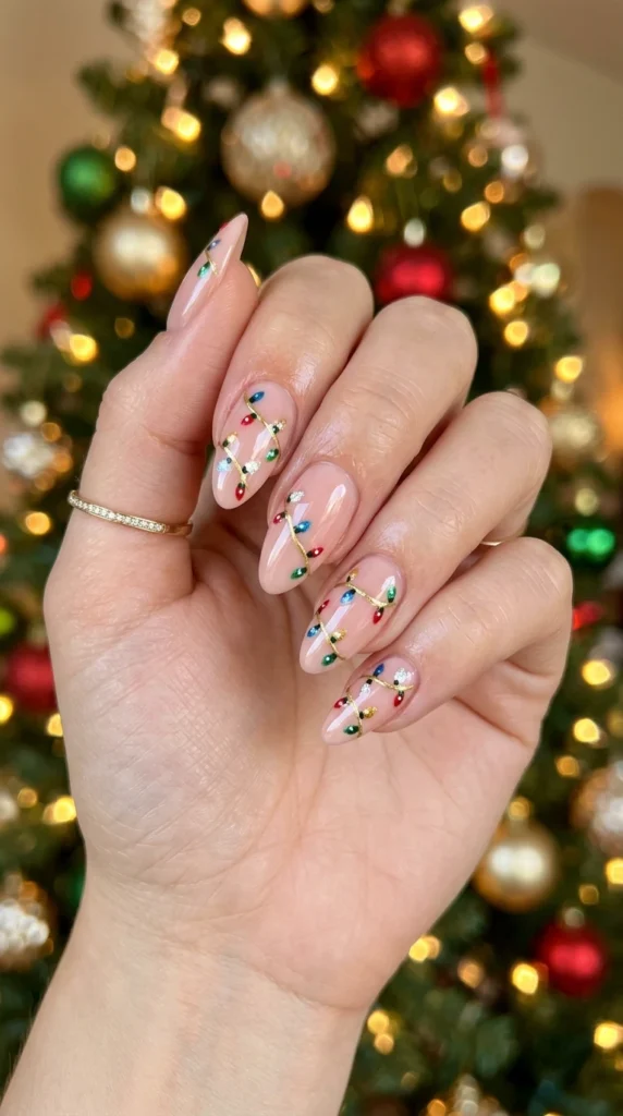 Holiday Lights Christmas Nails