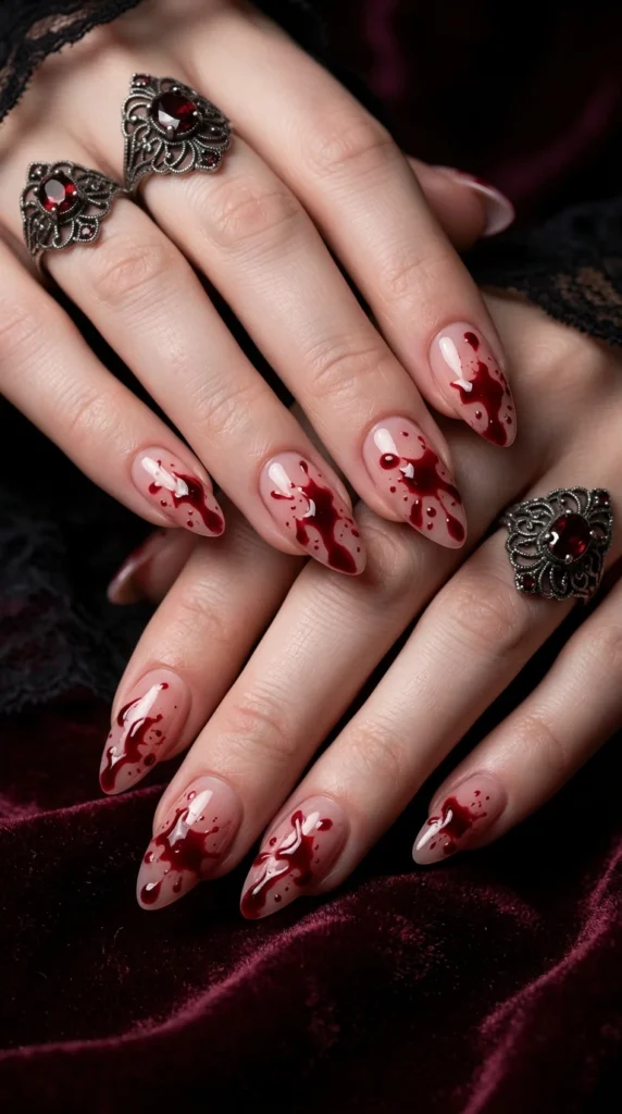 Vampire Queen Blood Splatter Nails