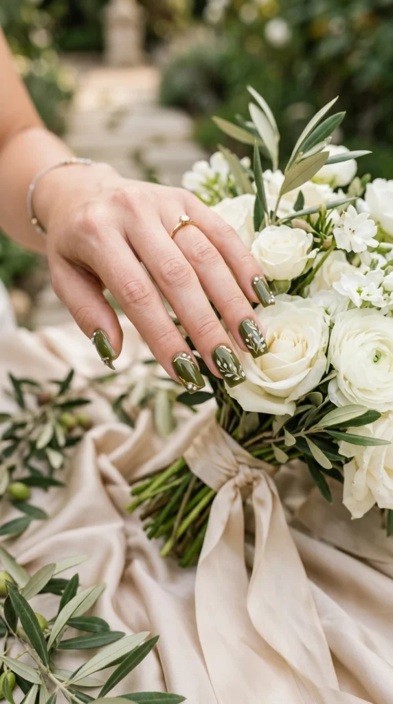Olive Green Wedding Nails