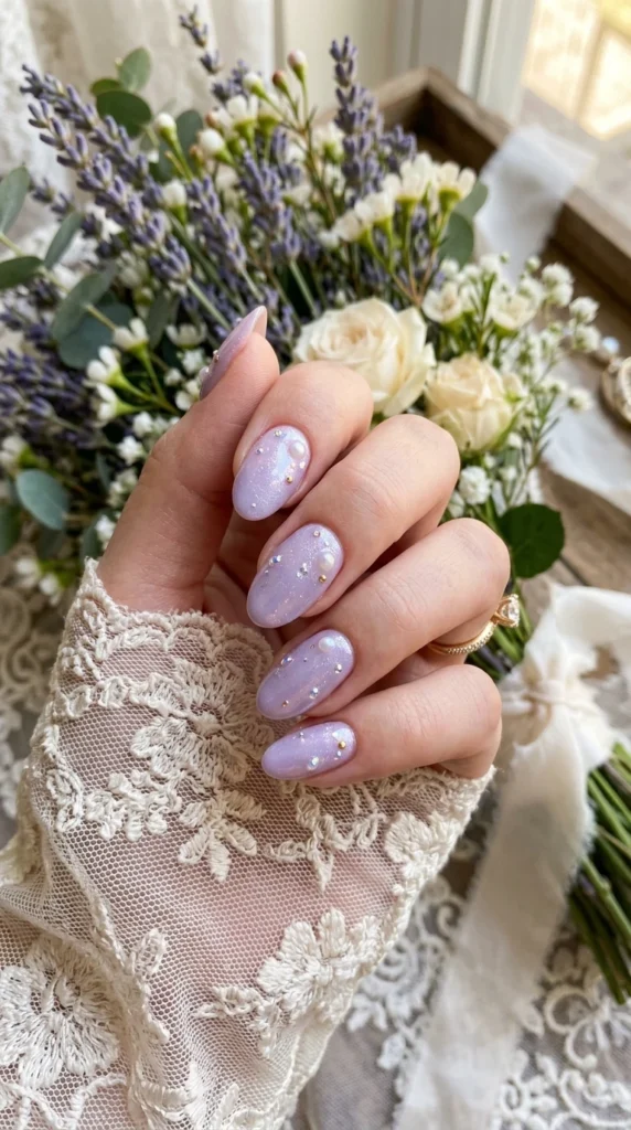 Pastel Lavender Cute Wedding Nails